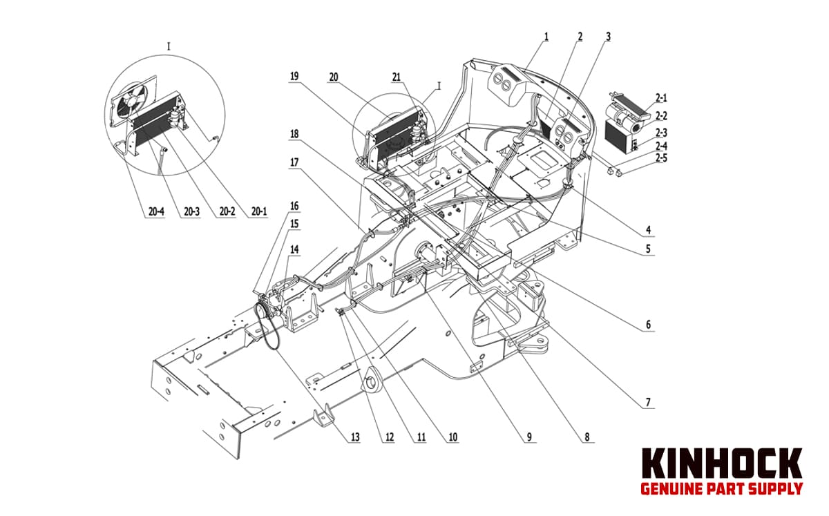 Heavy equipment air condition spare part diagram
