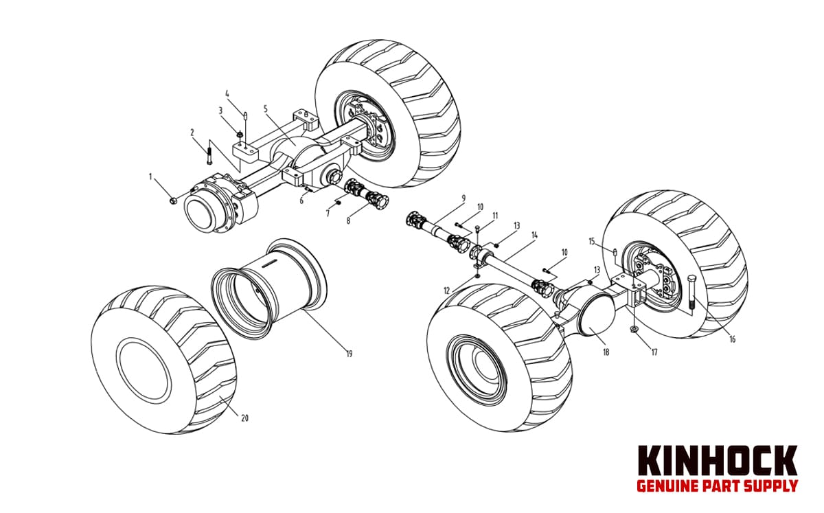 Heavy equipment axle spare part diagram