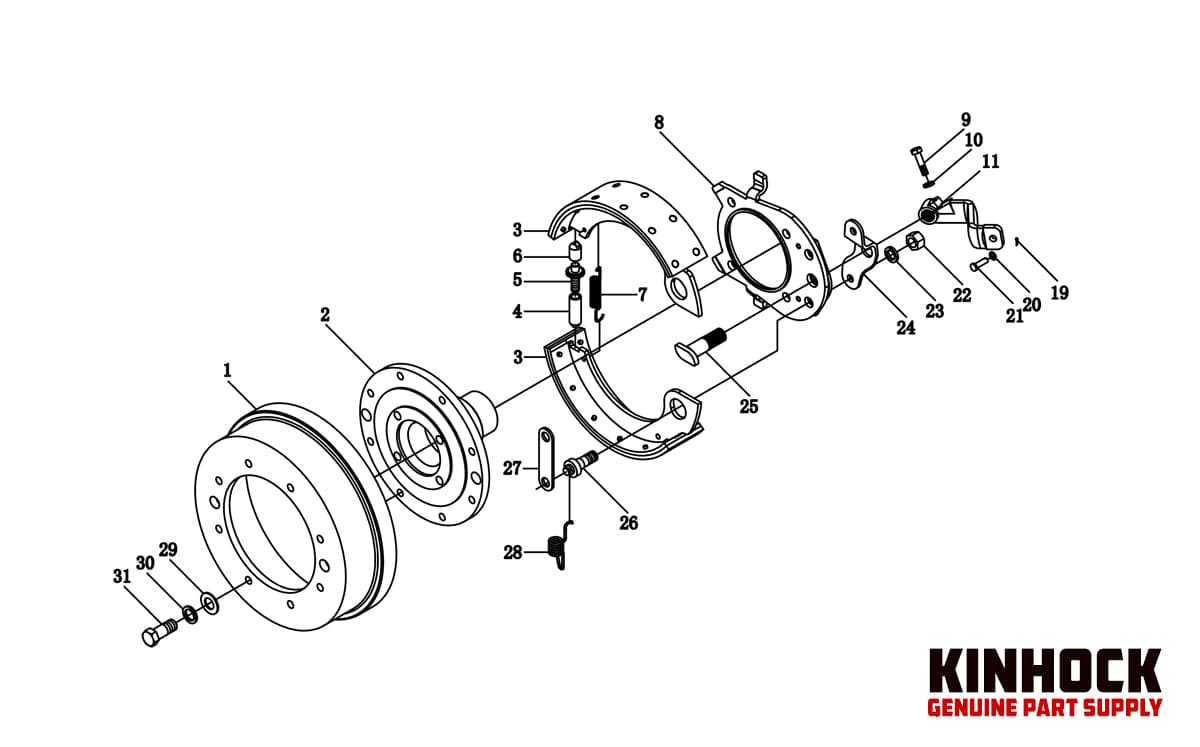 Heavy equipment brake spare part diagram