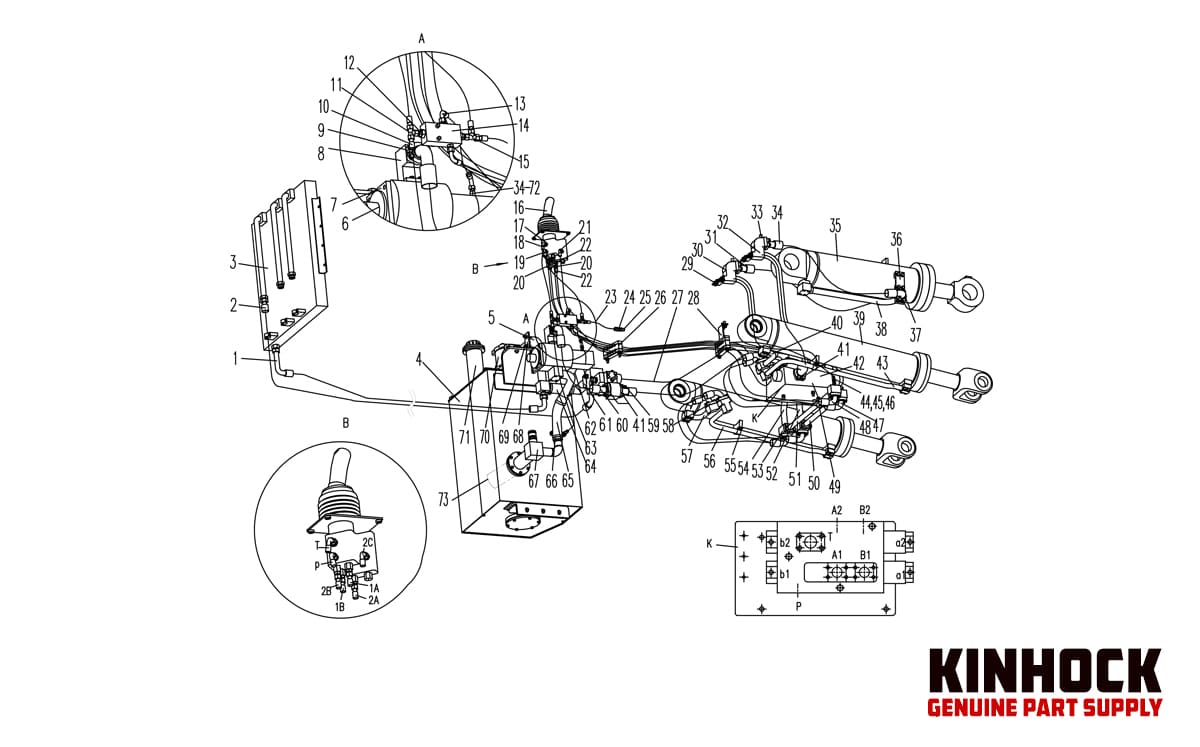 Heavy equipment hydraulic spare part diagram