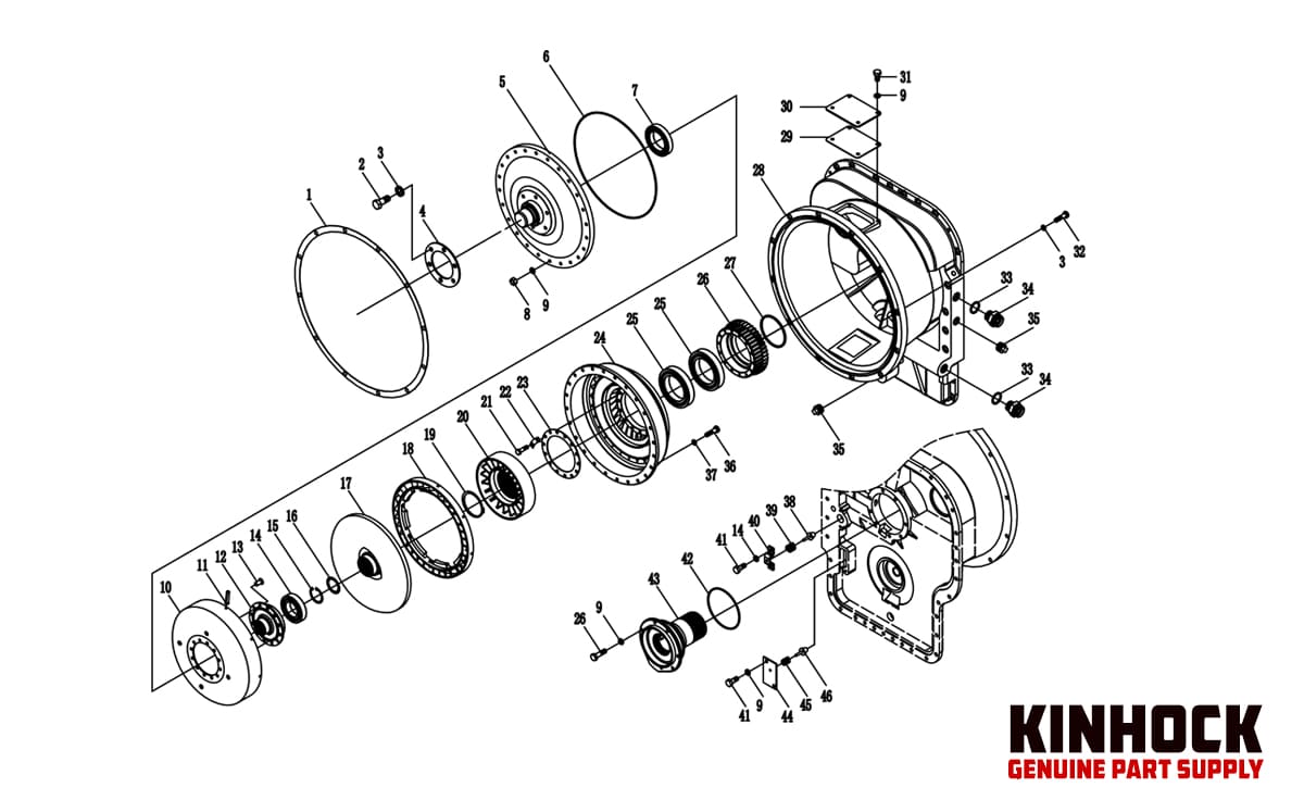 Heavy equipment torque converter spare part diagram