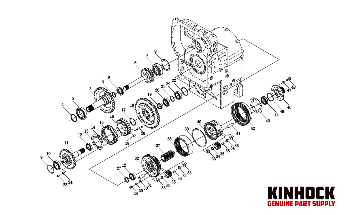 Heavy equipment transmission spare part diagram